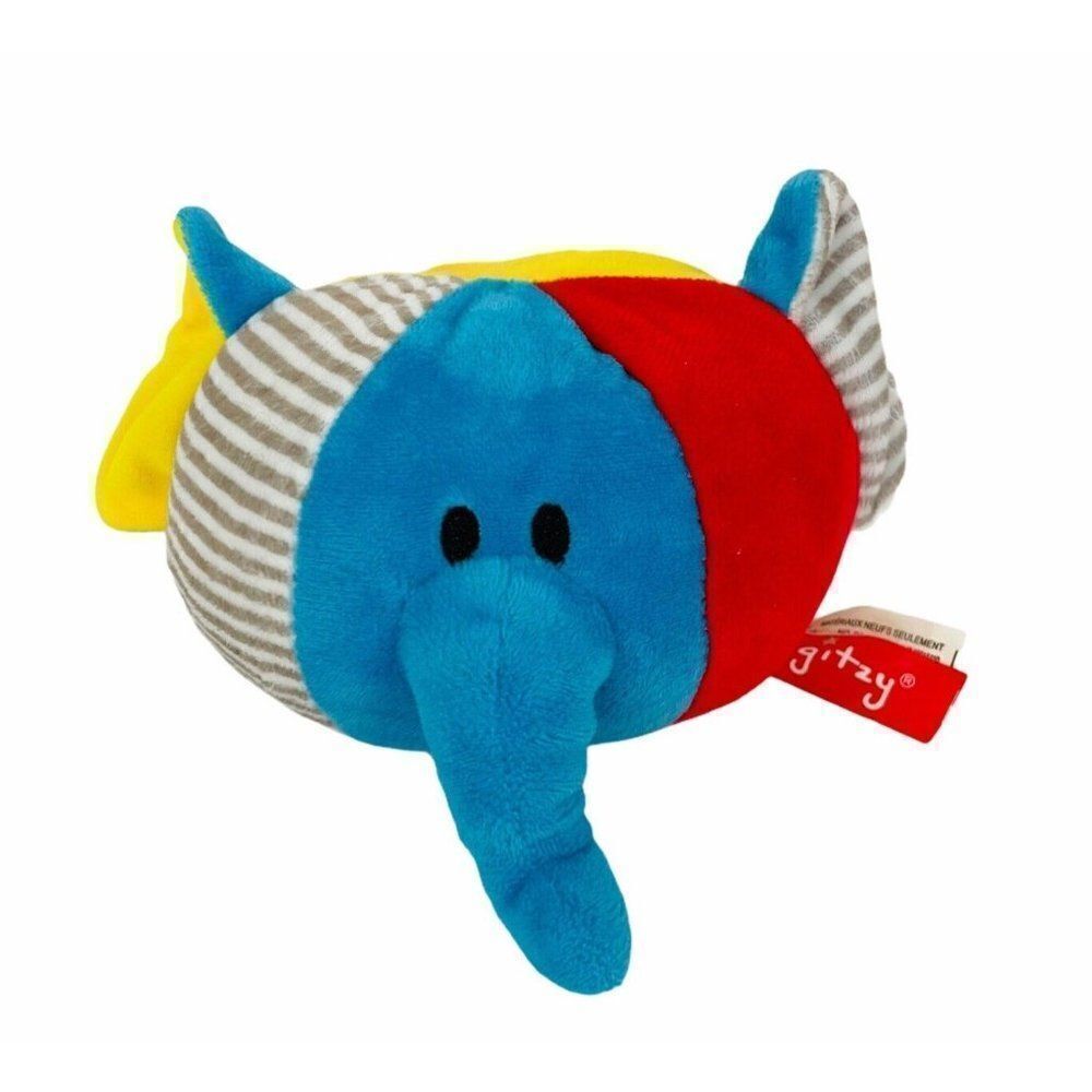 Baby Gitzy Elephant Rattle Plush Ball Sensory Nursery Toy Stuffed Animal Shower